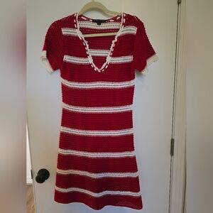 Boston Proper Striped Red and White Mini Dress